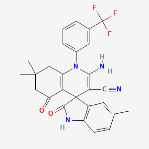 2'-amino-5,7',7'-trimethyl-2,5'-dioxo-1'-[3-(trifluoromethyl)phenyl]-1,2,5',6',7',8'-hexahydro-1'H-spiro[indole-3,4'-quinoline]-3'-carbonitrile