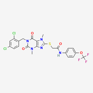 molecular formula C23H18Cl2F3N5O4S B15004948 2-{[1-(2,4-dichlorobenzyl)-3,7-dimethyl-2,6-dioxo-2,3,6,7-tetrahydro-1H-purin-8-yl]sulfanyl}-N-[4-(trifluoromethoxy)phenyl]acetamide 