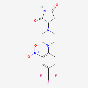 molecular formula C15H15F3N4O4 B15004967 3-{4-[2-Nitro-4-(trifluoromethyl)phenyl]piperazin-1-yl}pyrrolidine-2,5-dione 