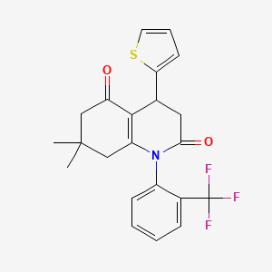 molecular formula C22H20F3NO2S B15004968 7,7-dimethyl-4-(thiophen-2-yl)-1-[2-(trifluoromethyl)phenyl]-4,6,7,8-tetrahydroquinoline-2,5(1H,3H)-dione 