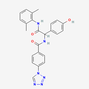 molecular formula C24H22N6O3 B15004986 N-{2-[(2,6-dimethylphenyl)amino]-1-(4-hydroxyphenyl)-2-oxoethyl}-4-(1H-tetrazol-1-yl)benzamide 