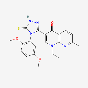 3-[4-(2,5-dimethoxyphenyl)-5-sulfanyl-4H-1,2,4-triazol-3-yl]-1-ethyl-7-methyl-1,8-naphthyridin-4(1H)-one