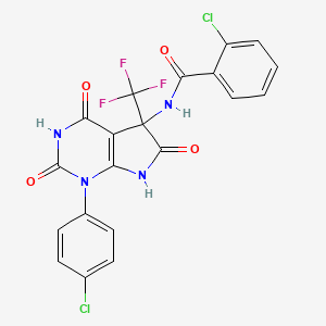 molecular formula C20H11Cl2F3N4O4 B15005024 2-chloro-N-[1-(4-chlorophenyl)-2,4,6-trioxo-5-(trifluoromethyl)-2,3,4,5,6,7-hexahydro-1H-pyrrolo[2,3-d]pyrimidin-5-yl]benzamide 