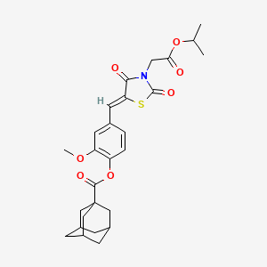 4-{[(5Z)-2,4-Dioxo-3-[2-oxo-2-(propan-2-yloxy)ethyl]-1,3-thiazolidin-5-ylidene]methyl}-2-methoxyphenyl adamantane-1-carboxylate