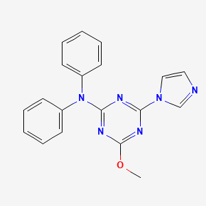 molecular formula C19H16N6O B15005082 4-(1H-imidazol-1-yl)-6-methoxy-N,N-diphenyl-1,3,5-triazin-2-amine 