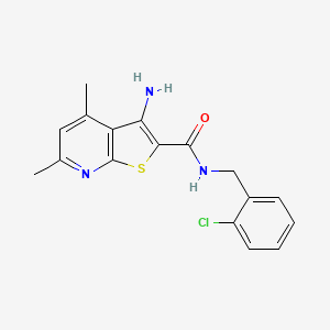 molecular formula C17H16ClN3OS B15005140 3-amino-N-[(2-chlorophenyl)methyl]-4,6-dimethylthieno[2,3-b]pyridine-2-carboxamide 