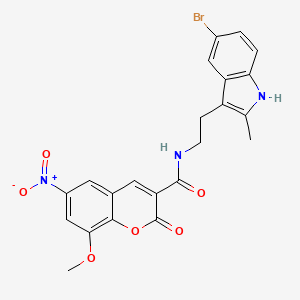 molecular formula C22H18BrN3O6 B15005144 N-[2-(5-bromo-2-methyl-1H-indol-3-yl)ethyl]-8-methoxy-6-nitro-2-oxo-2H-chromene-3-carboxamide 