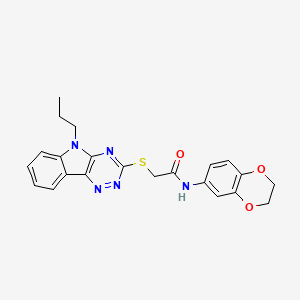 N-(2,3-Dihydro-1,4-benzodioxin-6-YL)-2-({5-propyl-5H-[1,2,4]triazino[5,6-B]indol-3-YL}sulfanyl)acetamide