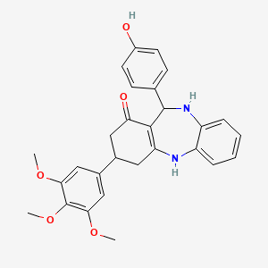 molecular formula C28H28N2O5 B15005154 11-(4-hydroxyphenyl)-3-(3,4,5-trimethoxyphenyl)-2,3,4,5,10,11-hexahydro-1H-dibenzo[b,e][1,4]diazepin-1-one 