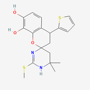 molecular formula C19H22N2O3S2 B15005158 6',6'-Dimethyl-2'-(methylsulfanyl)-4-(thiophen-2-YL)-3,4,5',6'-tetrahydro-3'H-spiro[1-benzopyran-2,4'-pyrimidine]-7,8-diol 