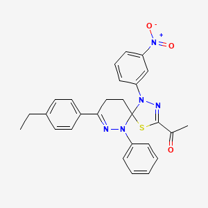 1-[8-(4-Ethylphenyl)-1-(3-nitrophenyl)-6-phenyl-4-thia-1,2,6,7-tetraazaspiro[4.5]deca-2,7-dien-3-yl]ethanone