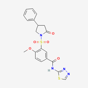 molecular formula C20H18N4O5S2 B15005188 4-methoxy-3-[(2-oxo-4-phenylpyrrolidin-1-yl)sulfonyl]-N-(1,3,4-thiadiazol-2-yl)benzamide 