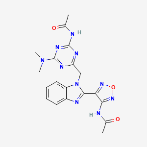 molecular formula C19H20N10O3 B15005199 N-[4-(1-{[4-(acetylamino)-6-(dimethylamino)-1,3,5-triazin-2-yl]methyl}-1H-benzimidazol-2-yl)-1,2,5-oxadiazol-3-yl]acetamide 