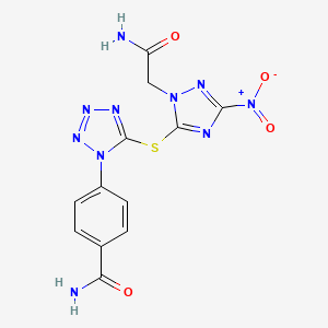 4-(5-{[1-(2-amino-2-oxoethyl)-3-nitro-1H-1,2,4-triazol-5-yl]sulfanyl}-1H-tetrazol-1-yl)benzamide