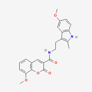 molecular formula C23H22N2O5 B15005229 8-methoxy-N-[2-(5-methoxy-2-methyl-1H-indol-3-yl)ethyl]-2-oxo-2H-chromene-3-carboxamide 