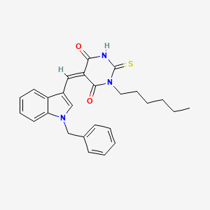 (5Z)-5-[(1-benzyl-1H-indol-3-yl)methylidene]-1-hexyl-2-sulfanylpyrimidine-4,6(1H,5H)-dione