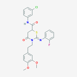 molecular formula C27H25ClFN3O4S B15005351 (2Z)-N-(3-chlorophenyl)-3-[2-(3,4-dimethoxyphenyl)ethyl]-2-[(2-fluorophenyl)imino]-4-oxo-1,3-thiazinane-6-carboxamide 