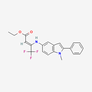 ethyl (2Z)-4,4,4-trifluoro-3-[(1-methyl-2-phenyl-1H-indol-5-yl)amino]but-2-enoate