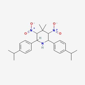 molecular formula C25H33N3O4 B15005416 4,4-Dimethyl-3,5-dinitro-2,6-bis[4-(propan-2-yl)phenyl]piperidine 