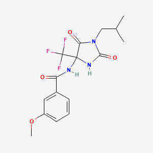 3-methoxy-N-[1-(2-methylpropyl)-2,5-dioxo-4-(trifluoromethyl)imidazolidin-4-yl]benzamide