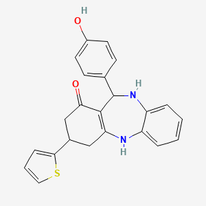 molecular formula C23H20N2O2S B15005482 11-(4-hydroxyphenyl)-3-(2-thienyl)-2,3,4,5,10,11-hexahydro-1H-dibenzo[b,e][1,4]diazepin-1-one 