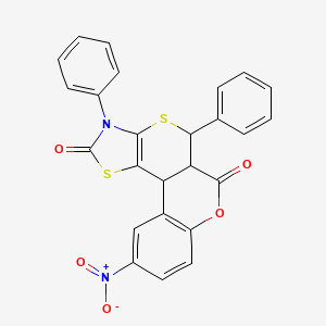 molecular formula C25H16N2O5S2 B15005512 4-nitro-11,14-diphenyl-8-oxa-12,16-dithia-14-azatetracyclo[8.7.0.02,7.013,17]heptadeca-2(7),3,5,13(17)-tetraene-9,15-dione 