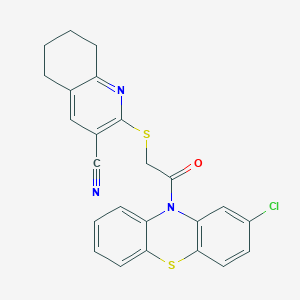 molecular formula C24H18ClN3OS2 B15005578 2-{[2-(2-chloro-10H-phenothiazin-10-yl)-2-oxoethyl]sulfanyl}-5,6,7,8-tetrahydroquinoline-3-carbonitrile 