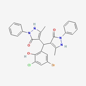 molecular formula C27H22BrClN4O3 B15005584 4-[(5-bromo-3-chloro-2-hydroxyphenyl)(5-hydroxy-3-methyl-1-phenyl-1H-pyrazol-4-yl)methyl]-3-methyl-1-phenyl-1H-pyrazol-5-ol 