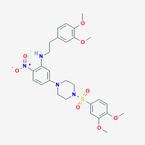 molecular formula C28H34N4O8S B15005610 N-[2-(3,4-dimethoxyphenyl)ethyl]-5-{4-[(3,4-dimethoxyphenyl)sulfonyl]piperazin-1-yl}-2-nitroaniline 