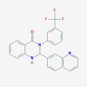 2-(quinolin-7-yl)-3-[3-(trifluoromethyl)phenyl]-2,3-dihydroquinazolin-4(1H)-one