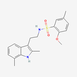 molecular formula C20H24N2O3S B15005628 N-[2-(2,7-dimethyl-1H-indol-3-yl)ethyl]-2-methoxy-5-methylbenzenesulfonamide 