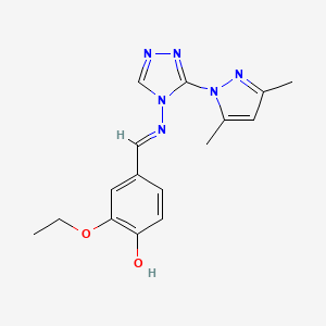 molecular formula C16H18N6O2 B15005630 4-[(E)-{[3-(3,5-dimethyl-1H-pyrazol-1-yl)-4H-1,2,4-triazol-4-yl]imino}methyl]-2-ethoxyphenol 