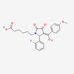 molecular formula C24H24FNO6 B15005633 6-[2-(2-fluorophenyl)-4-hydroxy-3-(4-methoxybenzoyl)-5-oxo-2,5-dihydro-1H-pyrrol-1-yl]hexanoic acid 