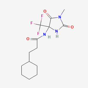 molecular formula C14H20F3N3O3 B15005634 3-cyclohexyl-N-[1-methyl-2,5-dioxo-4-(trifluoromethyl)imidazolidin-4-yl]propanamide 