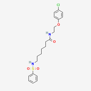 molecular formula C21H27ClN2O4S B15005645 N-[2-(4-chlorophenoxy)ethyl]-7-[(phenylsulfonyl)amino]heptanamide 