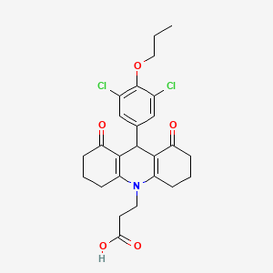 molecular formula C25H27Cl2NO5 B15005648 3-[9-(3,5-dichloro-4-propoxyphenyl)-1,8-dioxo-2,3,4,5,6,7,8,9-octahydroacridin-10(1H)-yl]propanoic acid 