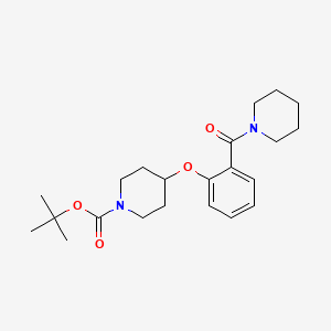 molecular formula C22H32N2O4 B1500568 4-[2-(Piperidine-1-carbonyl)-phenoxy]-piperidine-1-carboxylic acid tert-butyl ester CAS No. 1146079-98-2