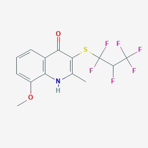 molecular formula C14H11F6NO2S B15005699 3-(1,1,2,3,3,3-Hexafluoro-propylsulfanyl)-8-methoxy-2-methyl-1H-quinolin-4-one 