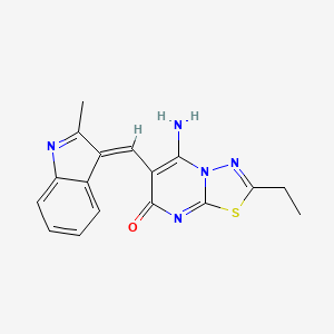 (6E)-2-ethyl-5-imino-6-[(2-methyl-1H-indol-3-yl)methylidene]-5,6-dihydro-7H-[1,3,4]thiadiazolo[3,2-a]pyrimidin-7-one