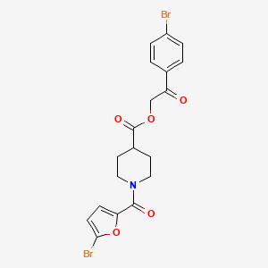 molecular formula C19H17Br2NO5 B15005724 2-(4-Bromophenyl)-2-oxoethyl 1-[(5-bromo-2-furyl)carbonyl]-4-piperidinecarboxylate 