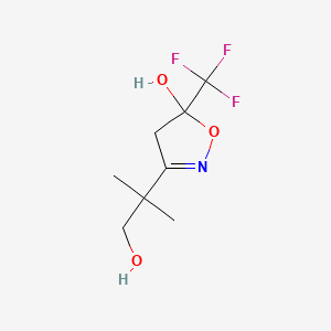 molecular formula C8H12F3NO3 B15005748 3-(1-Hydroxy-2-methylpropan-2-yl)-5-(trifluoromethyl)-4,5-dihydro-1,2-oxazol-5-ol 