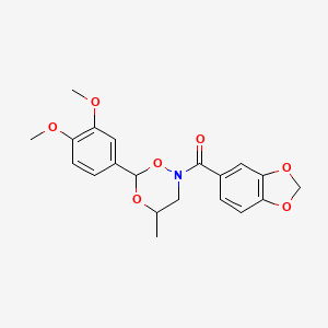 molecular formula C20H21NO7 B15005756 Benzo[1,3]dioxol-5-yl-[6-(3,4-dimethoxy-phenyl)-4-methyl-[1,5,2]dioxazinan-2-yl]-methanone 