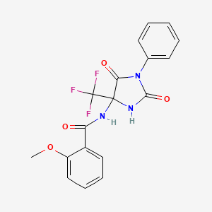 molecular formula C18H14F3N3O4 B15005802 N-[2,5-dioxo-1-phenyl-4-(trifluoromethyl)imidazolidin-4-yl]-2-methoxybenzamide 