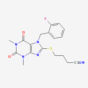 4-[7-[(2-Fluorophenyl)methyl]-1,3-dimethyl-2,6-dioxopurin-8-yl]sulfanylbutanenitrile