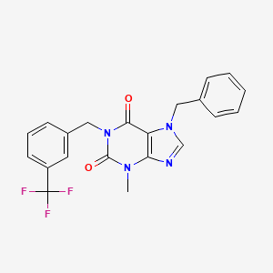 molecular formula C21H17F3N4O2 B15005882 7-benzyl-3-methyl-1-[3-(trifluoromethyl)benzyl]-3,7-dihydro-1H-purine-2,6-dione 