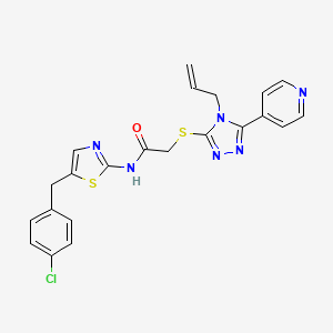 molecular formula C22H19ClN6OS2 B15005887 N-[5-(4-chlorobenzyl)-1,3-thiazol-2-yl]-2-{[4-(prop-2-en-1-yl)-5-(pyridin-4-yl)-4H-1,2,4-triazol-3-yl]sulfanyl}acetamide 