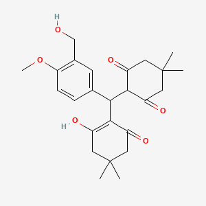 molecular formula C25H32O6 B15006018 2-[(2-Hydroxy-4,4-dimethyl-6-oxocyclohex-1-EN-1-YL)[3-(hydroxymethyl)-4-methoxyphenyl]methyl]-5,5-dimethylcyclohexane-1,3-dione 