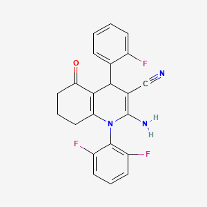 molecular formula C22H16F3N3O B15006043 2-Amino-1-(2,6-difluorophenyl)-4-(2-fluorophenyl)-5-oxo-1,4,5,6,7,8-hexahydroquinoline-3-carbonitrile 