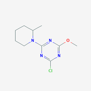 molecular formula C10H15ClN4O B15006063 2-Chloro-4-methoxy-6-(2-methylpiperidin-1-yl)-1,3,5-triazine 