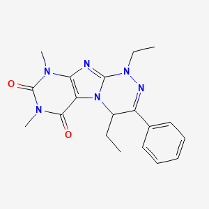 8H-1,2,4a,6,8,9-Hexaazafluorene-5,7-dione, 1,4-diethyl-6,8-dimethyl-3-phenyl-1,4-dihydro-